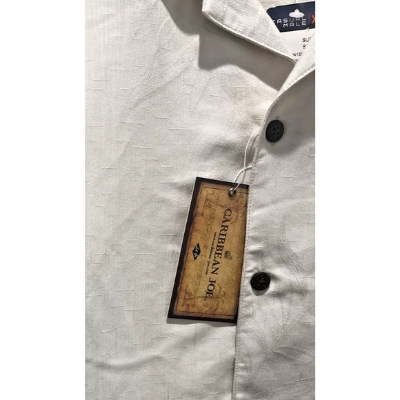 Caribbean Joe Shirt Hawaiian Shirt Leaf Design Button Down 3XLT NEW - Picture 3 of 8